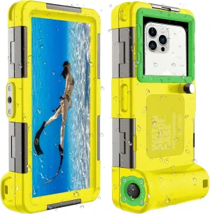 𝟐𝟎𝟐𝟓 𝐋𝐚𝐭𝐞𝐬𝐭 Underwater Snorkeling Diving Phone Case for iPhone 16/15/14/13/12/11 Pro Max, Samsung Galaxy S24/S23/S22/S21 [50ft/15m] Waterproof Case, Professional Scuba Phone Case - Yellow