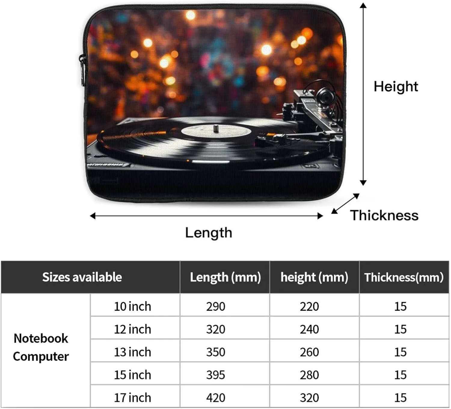 10 Inch Laptop Sleeve Bag Waterproof Shockproof Laptop Case Bag Music Album Frame Computer Skin Bags Lightweight Tablet Carrying Case
