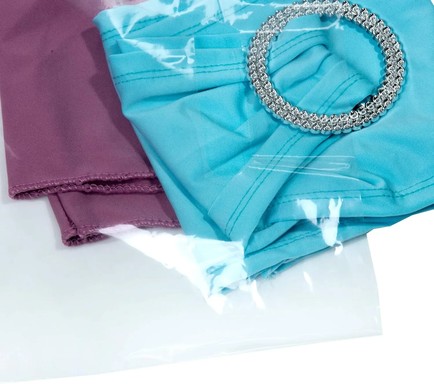 100 Clear Plastic Bags with Handles - 16"x18" Glossy Retail Bags for Shopping, Clothing and Trade Show