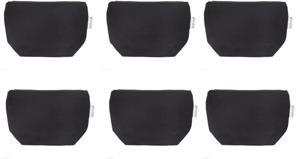 100% Cotton 12oz Canvas Zipper Cosmetic Makeup Jewlery Pouch Coin Cash Purse Change Holder 6-pack