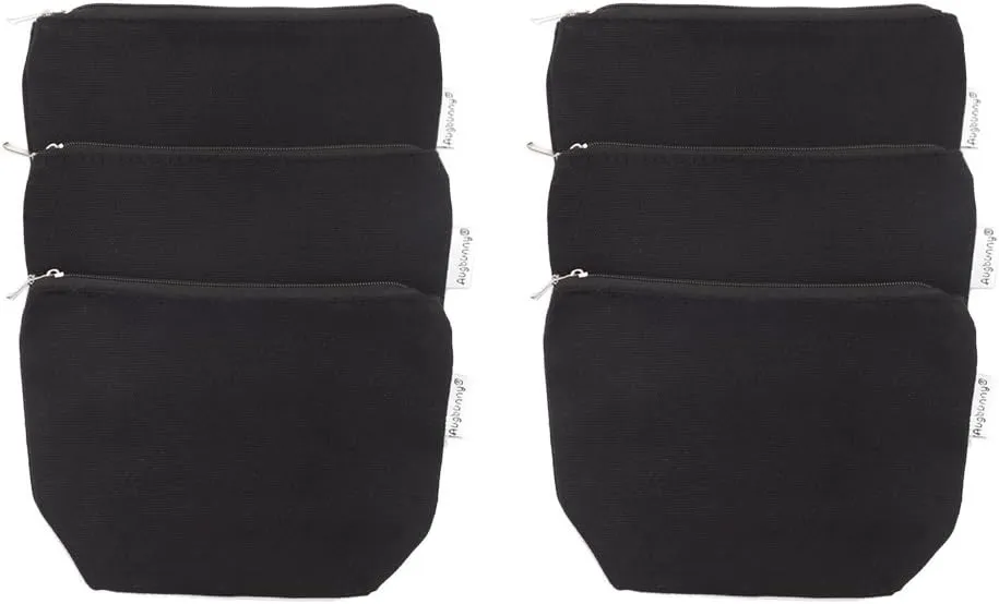 100% Cotton 12oz Canvas Zipper Cosmetic Makeup Jewlery Pouch Coin Cash Purse Change Holder 6-pack