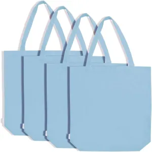100% Cotton Canvas Shopping Tote Bag Grocery Bag 4-pack