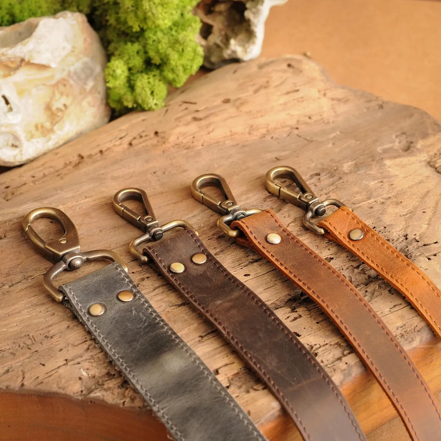 100% Genuine Leather Purse Strap with Swivel Clasps for Purse Handbags Laptop Cases, Adjustable Length, Handmade, Large, Camel
