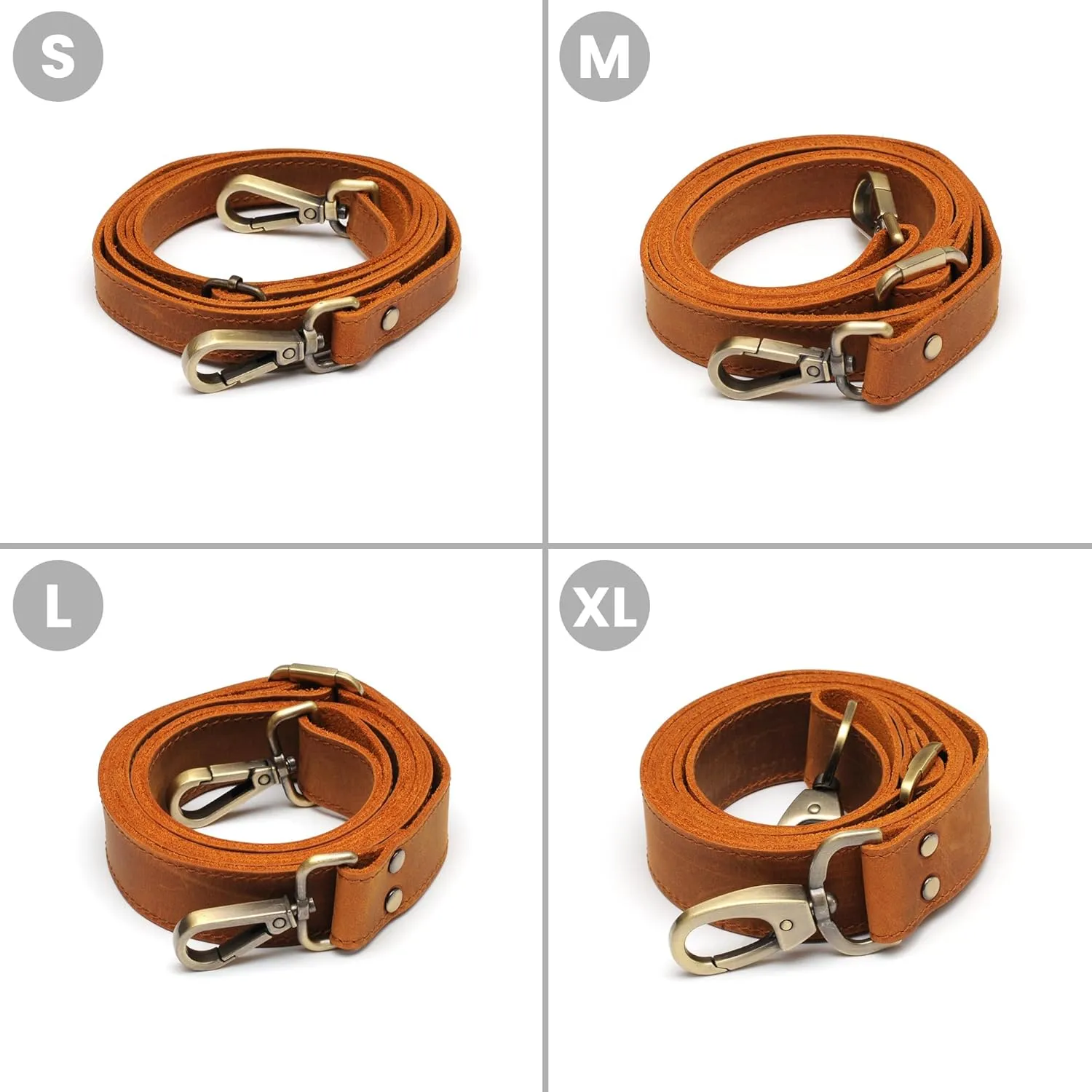 100% Genuine Leather Purse Strap with Swivel Clasps for Purse Handbags Laptop Cases, Adjustable Length, Handmade, Large, Camel