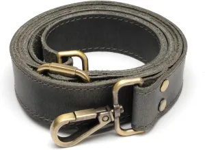 100% Genuine Leather Purse Strap with Swivel Clasps for Purse Handbags Laptop Cases, Adjustable Length, Handmade, Large, Grey
