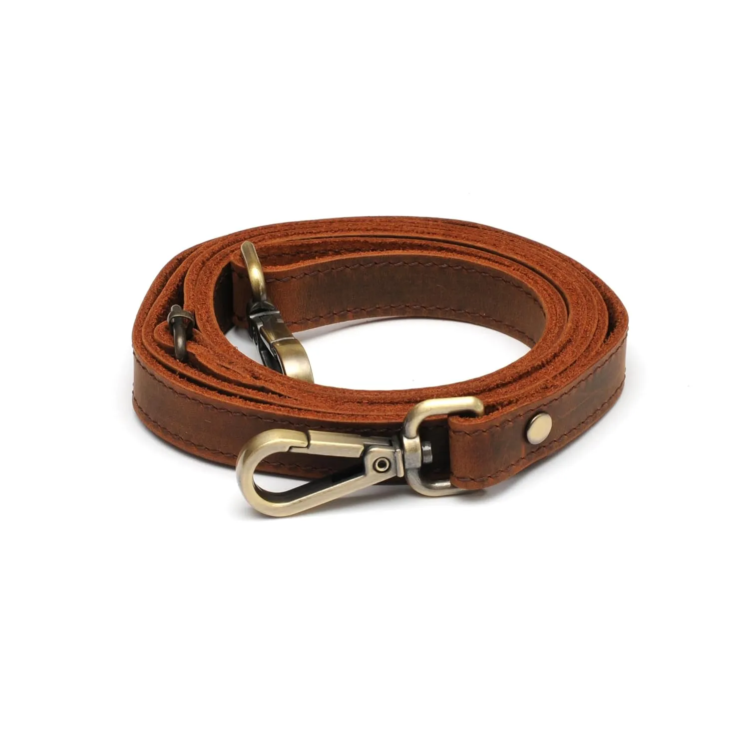 100% Genuine Leather Purse Strap with Swivel Clasps for Purse Handbags Laptop Cases, Adjustable Length, Handmade, Small, Brown