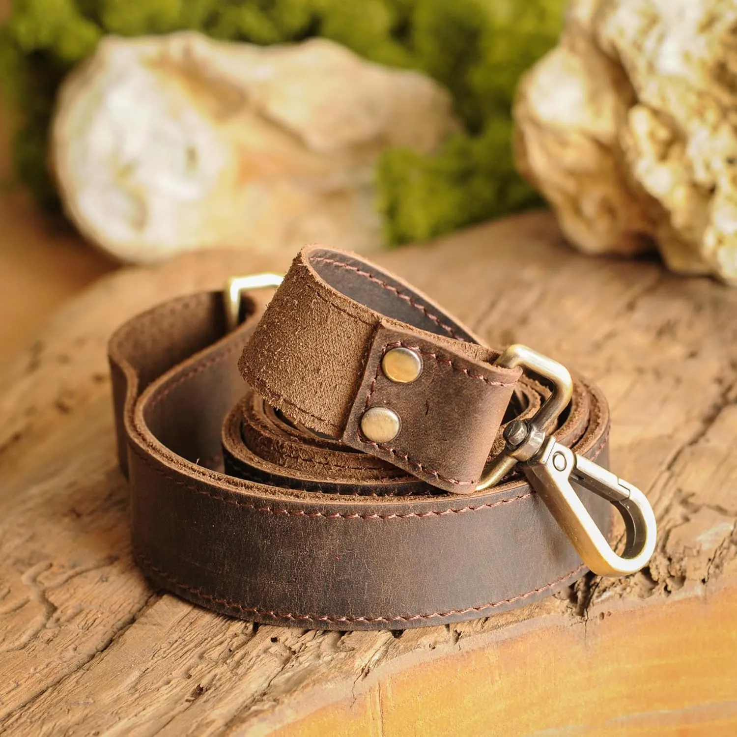 100% Genuine Leather Purse Strap with Swivel Clasps for Purse Handbags Laptop Cases, Adjustable Length, Handmade, X-Large, Black