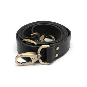 100% Genuine Leather Purse Strap with Swivel Clasps for Purse Handbags Laptop Cases, Adjustable Length, Handmade, X-Large, Black
