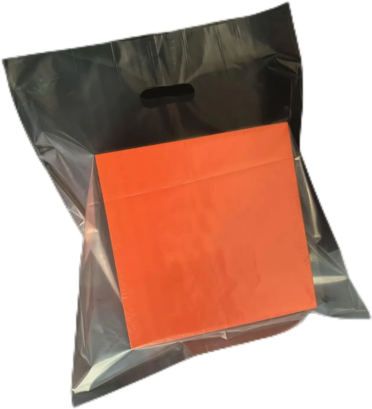 100 Pack 16"x16" Clear Plastic Shopping Bags with Handles,2 Mil Thick Clear Merchandise Plastic Shopping Bags -Die Cut Handles Retail Bags,Trade Show, Party Favors & Multiple Occasions(No Gusset)