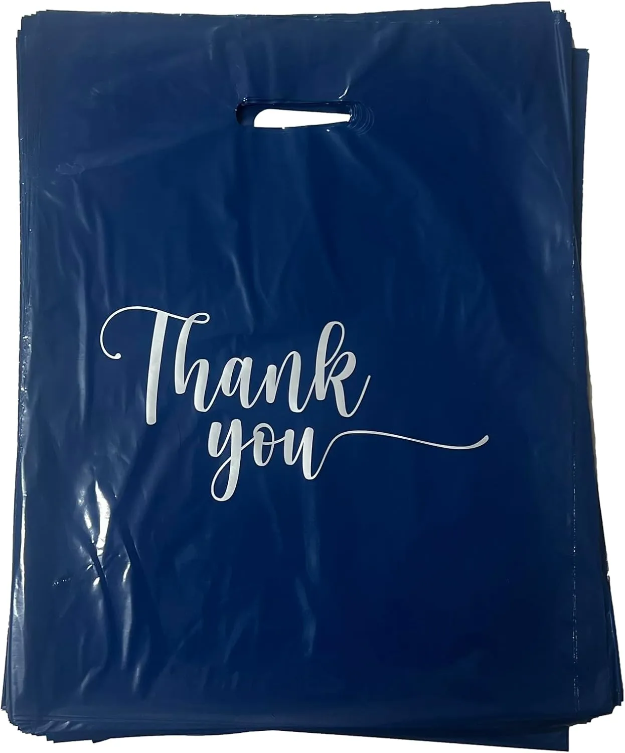 100 Thank You Merchandise Bags, 9"x12", 12"x15", 15"x18" 1.25 Mil. (Blue Navy, 9x12)