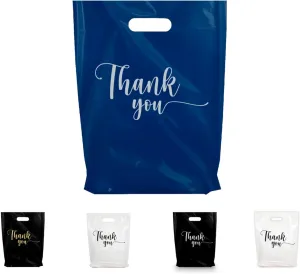 100 Thank You Merchandise Bags, 9"x12", 12"x15", 15"x18" 1.25 Mil. (Blue Navy, 9x12)