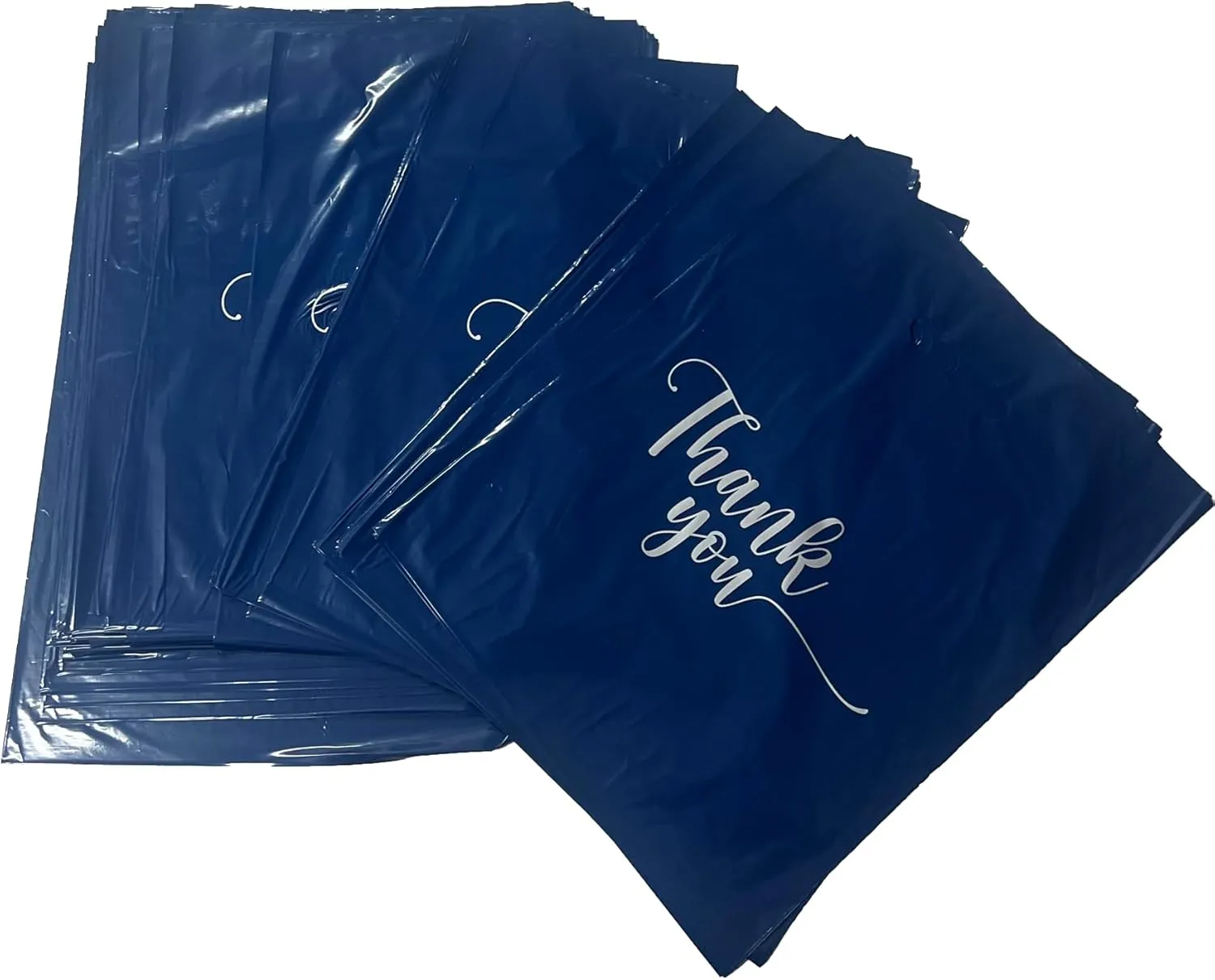 100 Thank You Merchandise Bags, 9"x12", 12"x15", 15"x18" 1.25 Mil. (Blue Navy, 9x12)