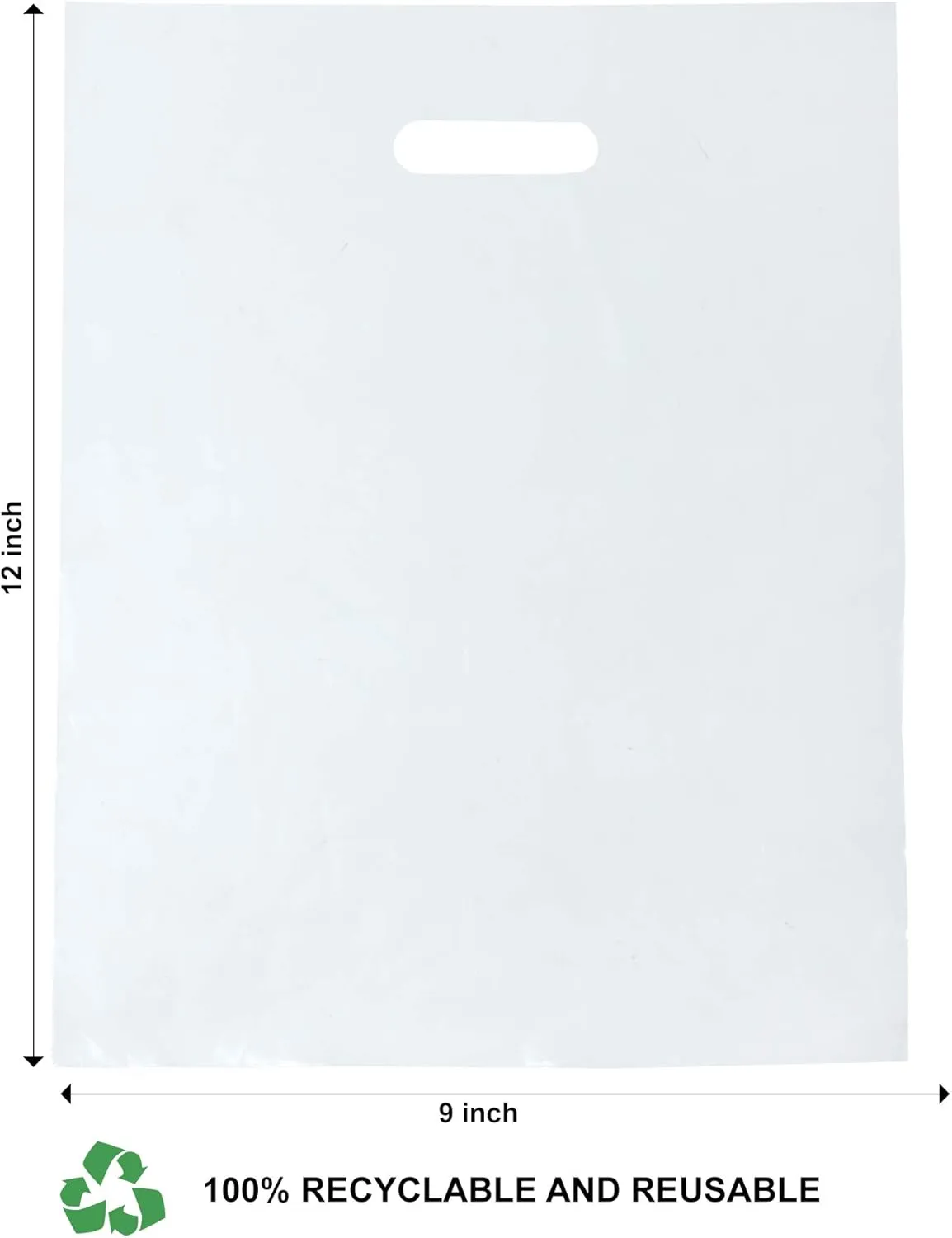 1000 Clear Plastic Bags with Handles - 9"x12" Glossy Retail Bags for Shopping, Clothing and Trade Show