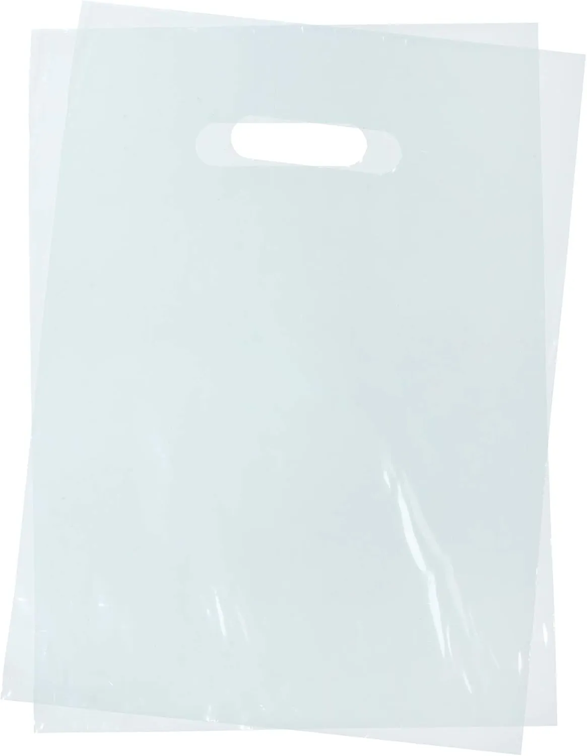 1000 Clear Plastic Bags with Handles - 9"x12" Glossy Retail Bags for Shopping, Clothing and Trade Show