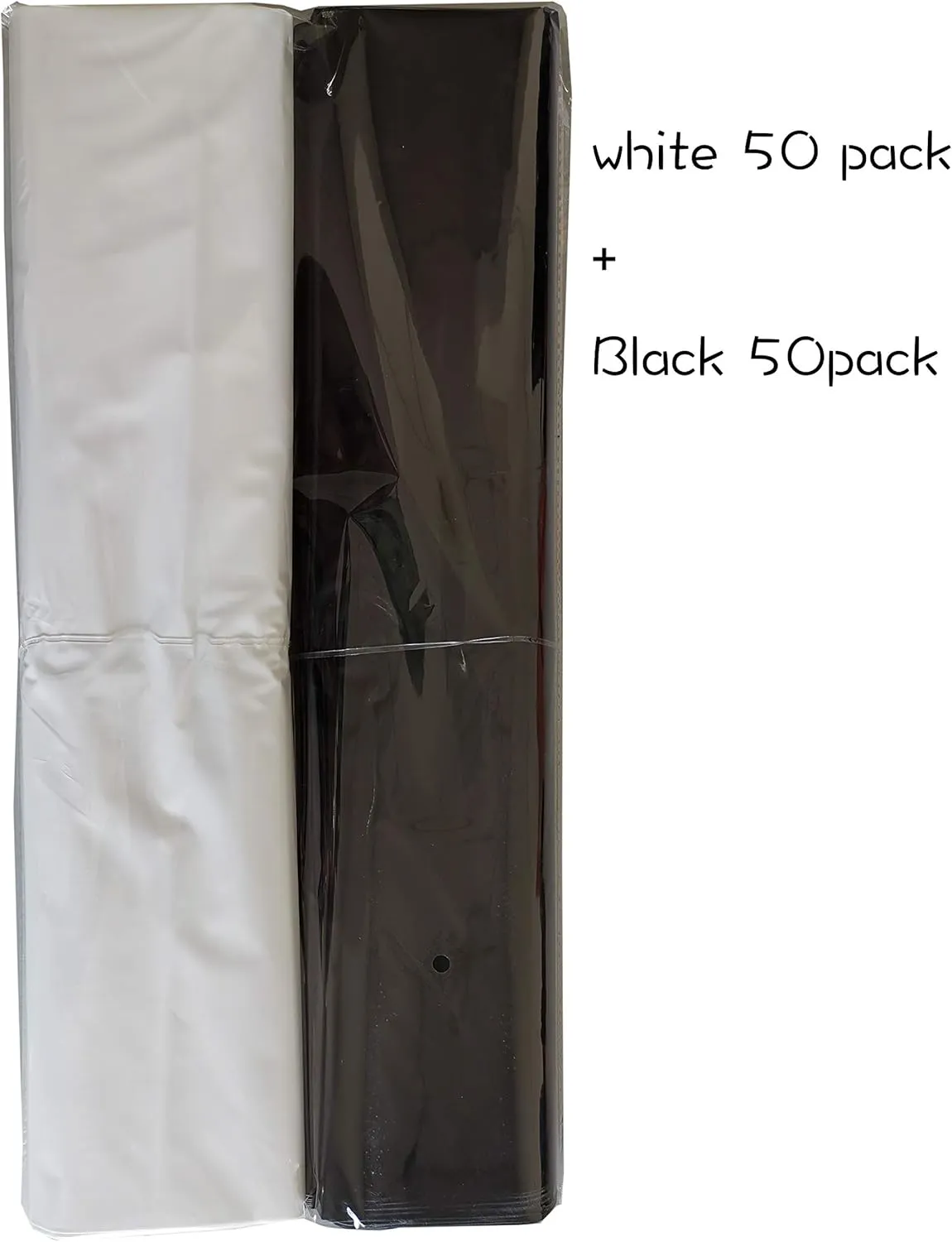 100Pack 16x18 Glossy Plastic Merchandise Bags,2Mil Extra Thickness,Retail Shopping Bags with Handle, Shopping bags for boutique，Gift Bags (white 50/black 50)