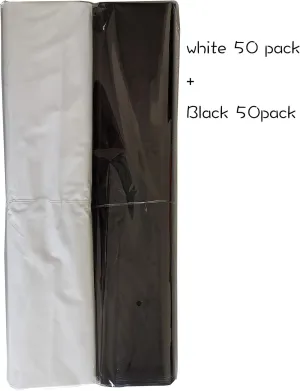 100Pack 16x18 Glossy Plastic Merchandise Bags,2Mil Extra Thickness,Retail Shopping Bags with Handle, Shopping bags for boutique，Gift Bags (white 50/black 50)