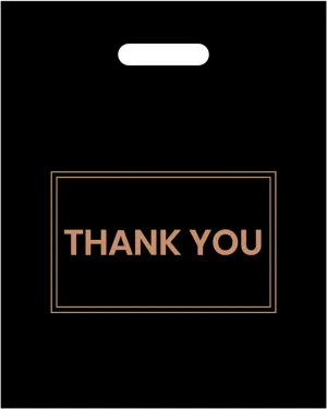 100Pcs 12x15 Inch Thank You Bags for Small Business Plastic Retail Shopping Bags for Stores, Boutique, Party, Gift, Clothes, and More Reusable Plastic Thank You Bags (Black, 2.36mil Thickness)