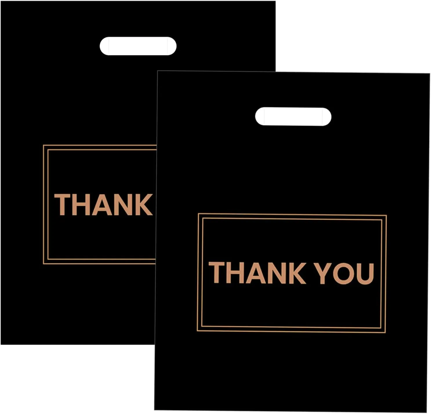 100Pcs 12x15 Inch Thank You Bags for Small Business Plastic Retail Shopping Bags for Stores, Boutique, Party, Gift, Clothes, and More Reusable Plastic Thank You Bags (Black, 2.36mil Thickness)