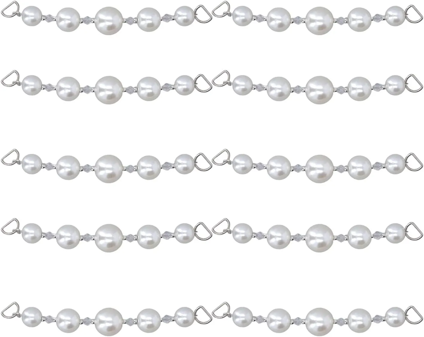 10pcs Pearl Chain Strap | Polished ABS Synthetic Pearls with Metal Clasp | Decorative Strap for Phone Cases/Bags/Shoes | DIY Craft & Present Accessories (Short)