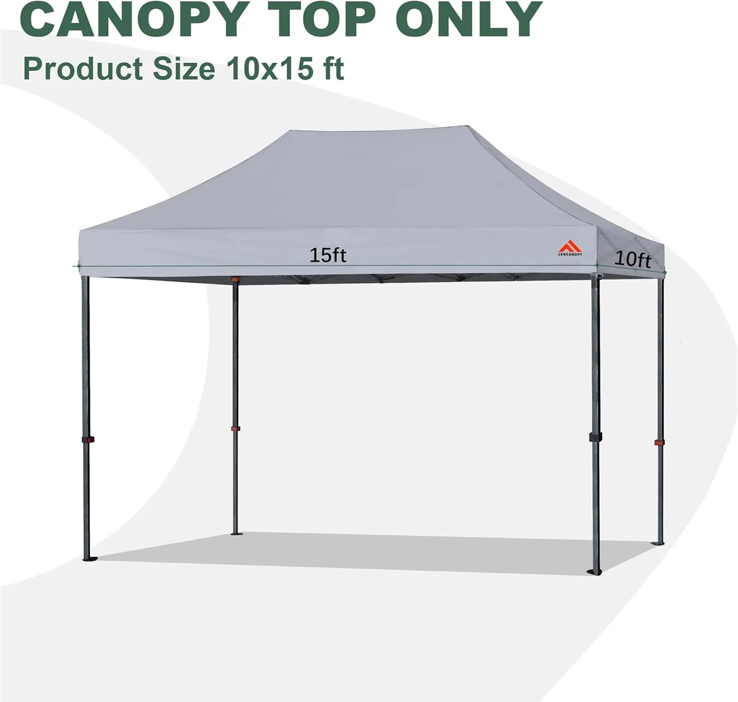 10x15 Canopy Replacement Top with PU Coated for Straight Leg Canopy Frame,Free 4 Packs Weight Bag, (Gray)