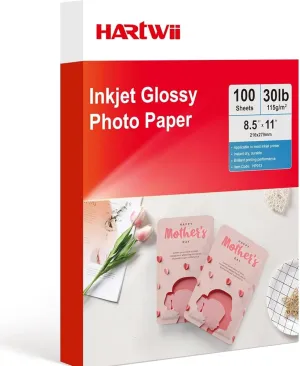115gsm Thin Glossy Photo Paper 100 Sheets 8.5x11 Inches,Inkjet Printing Paper with Dye Ink for Brochure Printing, Custom Chip Bag Party Favors, Letter Size