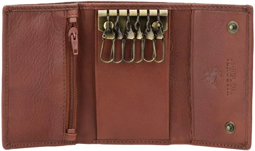 1178 Genuine Leather Mens Slim Key Case Wallet/Key Chain Wallet/Key Holder Wallet (Black)