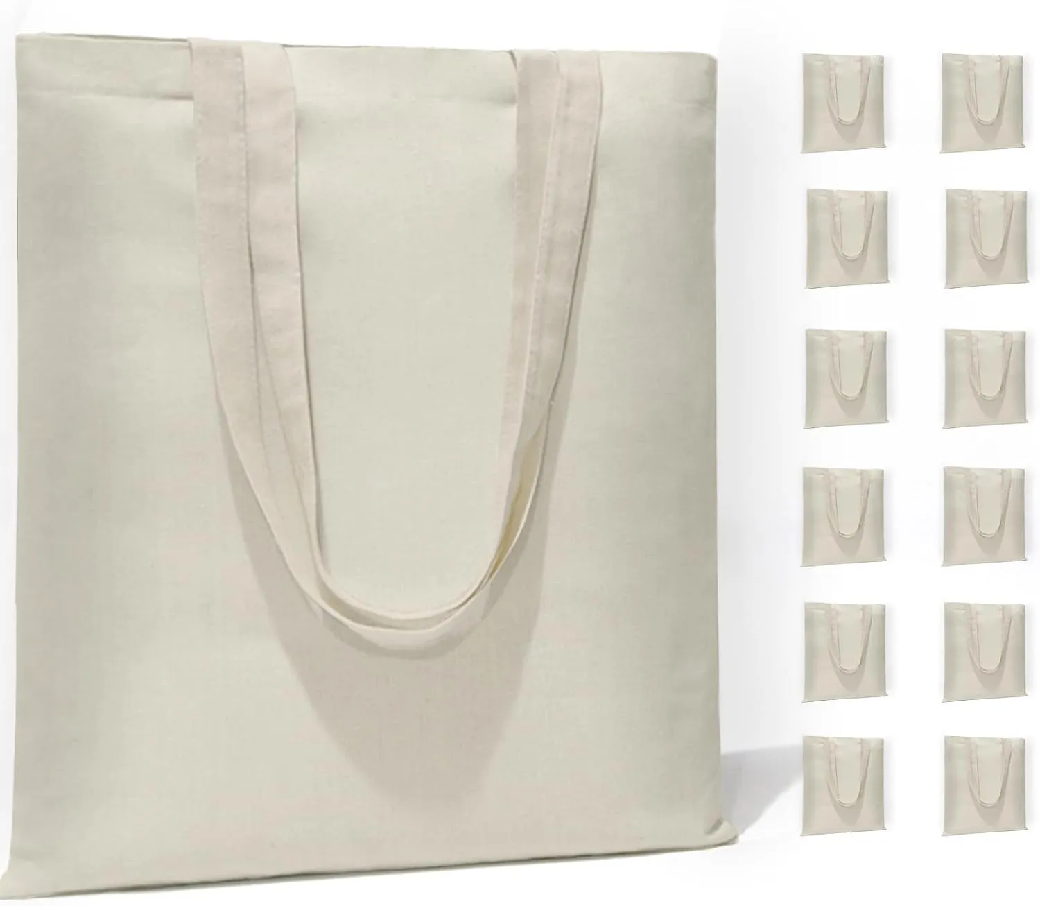 12 I 24 Pack Canvas Tote Bags Reusable Blank Canvas Bags for Shopping Bags,Grocery Bags,DIY Gift Bags