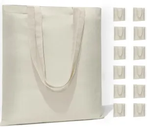 12 I 24 Pack Canvas Tote Bags Reusable Blank Canvas Bags for Shopping Bags,Grocery Bags,DIY Gift Bags
