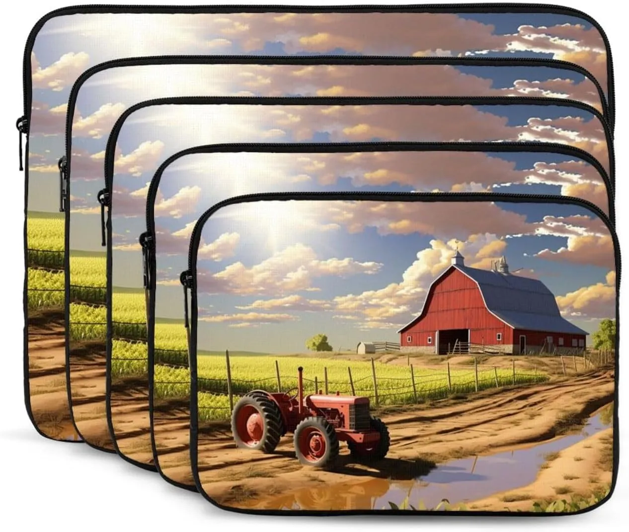 12 inch Laptop Sleeve Bag Farm Morning Barn Laptop Bag Shockproof Computer Carrying Cover Slim Briefcase Handbag