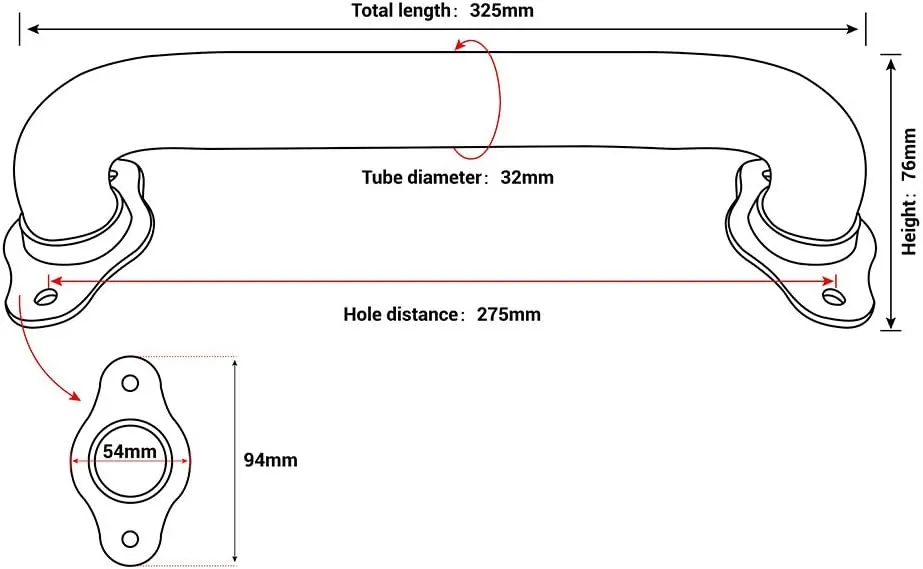 12 Inch Wall Mount Stairs Hand Raild Indoor - 1FT Metal Pipe Handrail, Outdoor Stairway Steps Safety Railing, Deck Porch Rail, Safety Grab Bar for Stairs (Matte Black)