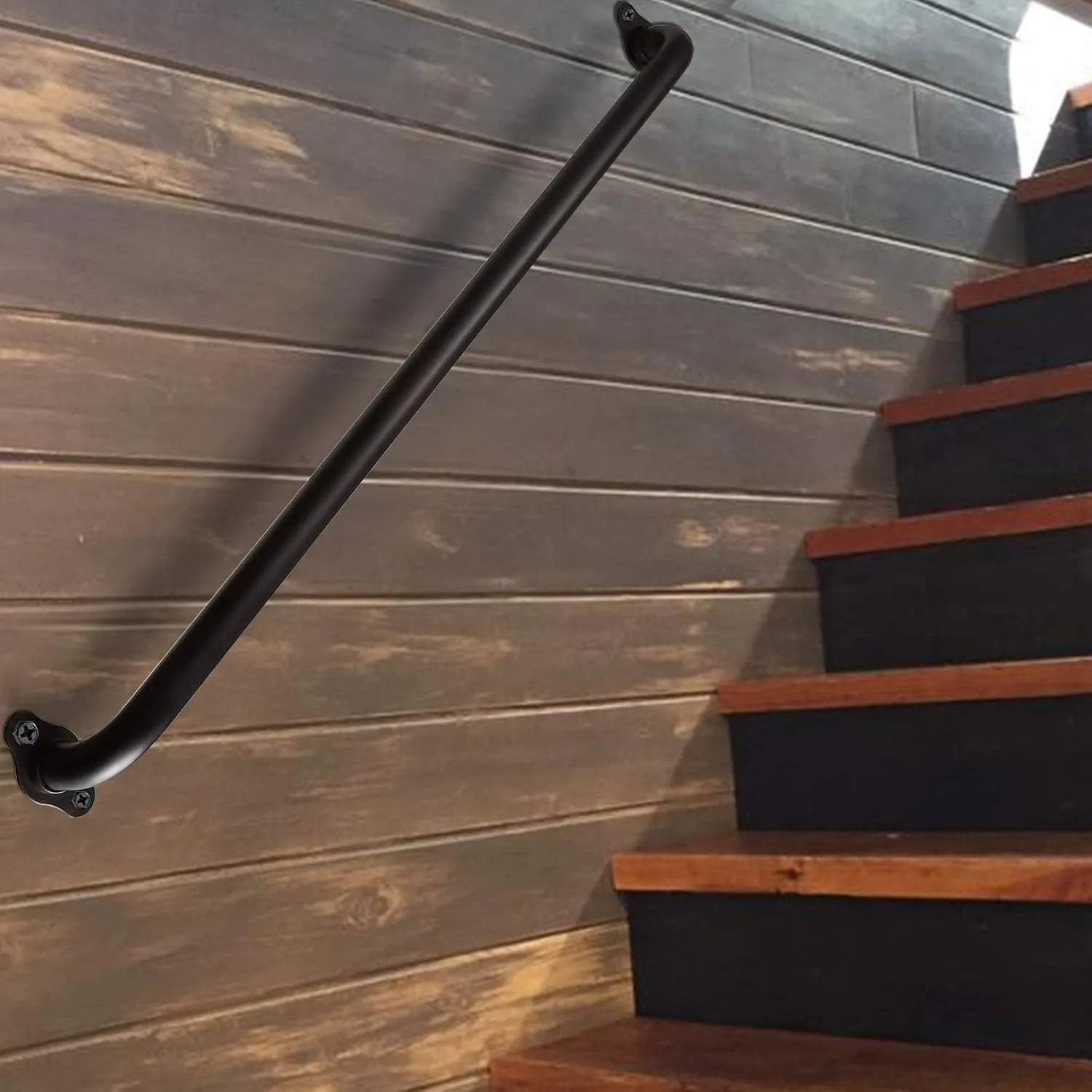 12 Inch Wall Mount Stairs Hand Raild Indoor - 1FT Metal Pipe Handrail, Outdoor Stairway Steps Safety Railing, Deck Porch Rail, Safety Grab Bar for Stairs (Matte Black)
