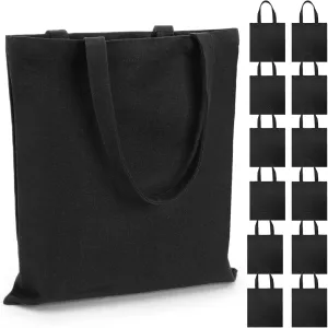 12 Pack Canvas Tote Bags, Sublimation Blank Grocery Bag with Handle, 15x13 In Reusable Medium Shopping Cloth Bag for DIY, Painting, Crafting, Embroidery, Advertising, Promotion, Gift, Activity