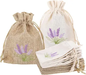 12 PCS Lavender Bags, Sachet Empty Bags Small Jute Bag with Drawstring Cotton Linen Pouch for Filling Spice Jewellery Wedding
