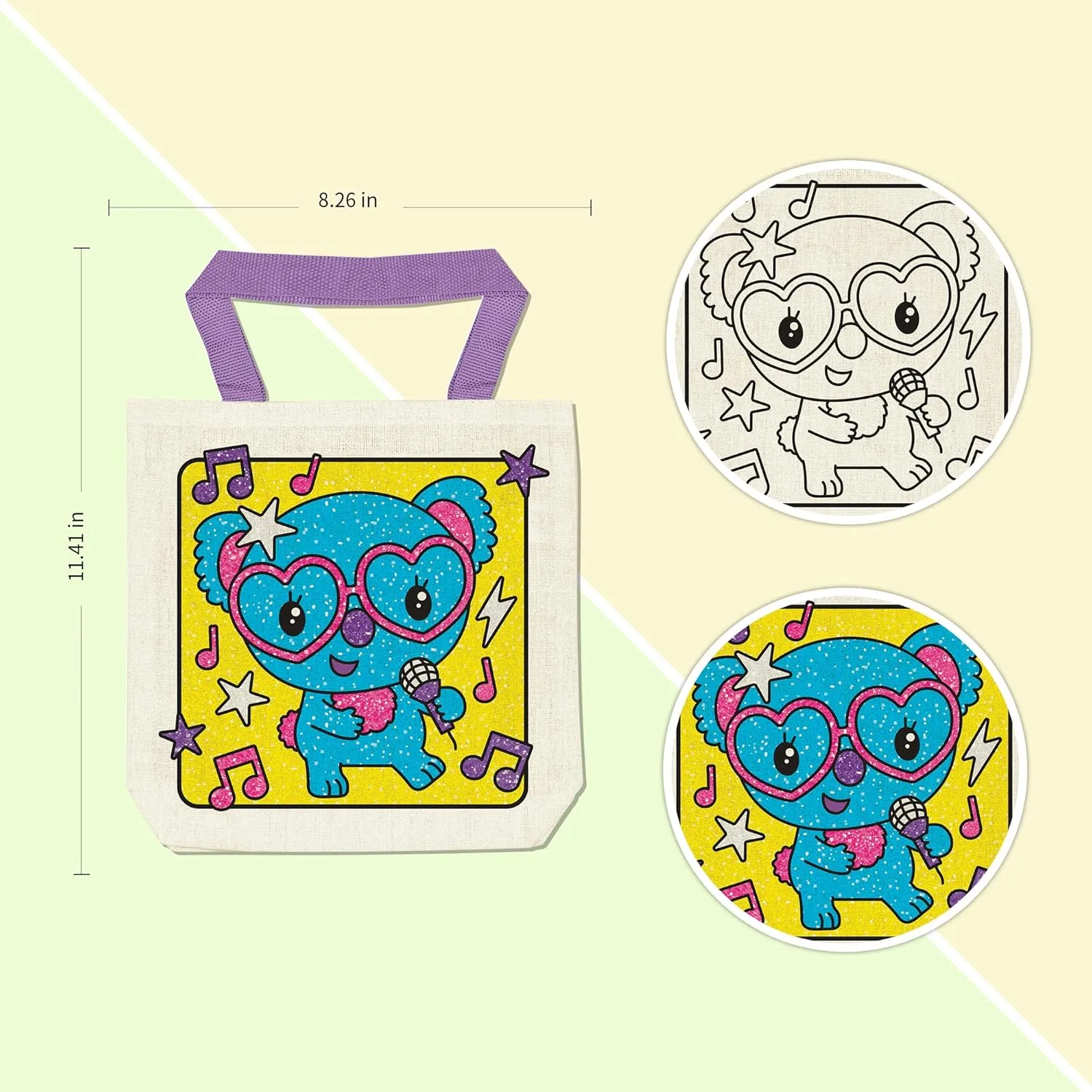 12 Pieces Kids Coloring Goodie Bags, Reusable Canvas Bag, Cute Art Party Favors, Color Your Own Bags for DIY Painting Birthday Carnival Celebration, Party Supplies Gift, Girls