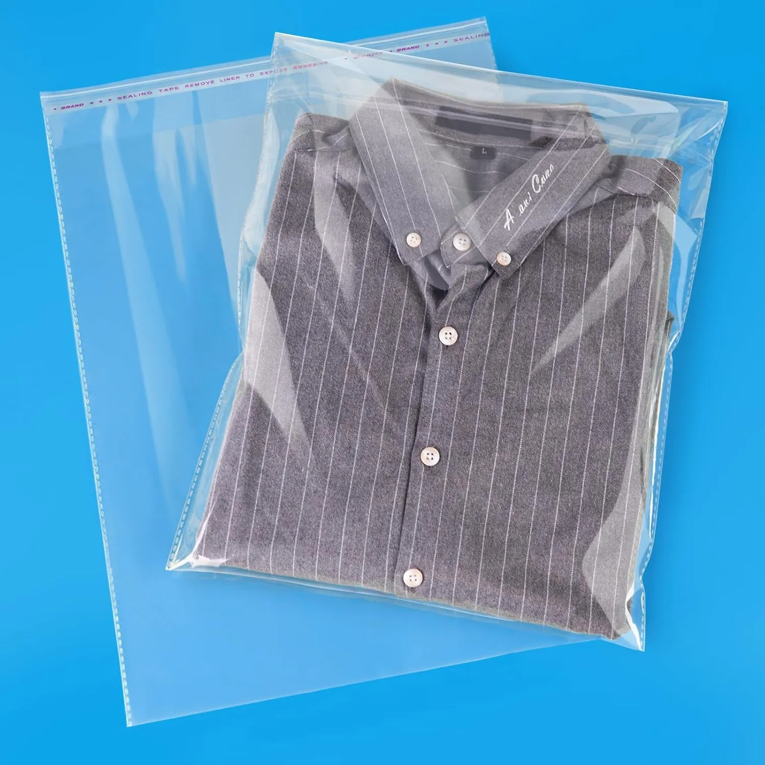 120 Count 12" X 15" Clear Cellophane Bags, Cello Poly Bags, Clear Bags for Clothes Packaging, T Shirts - Self Seal & Reinforced