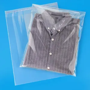 120 Count 12" X 15" Clear Cellophane Bags, Cello Poly Bags, Clear Bags for Clothes Packaging, T Shirts - Self Seal & Reinforced