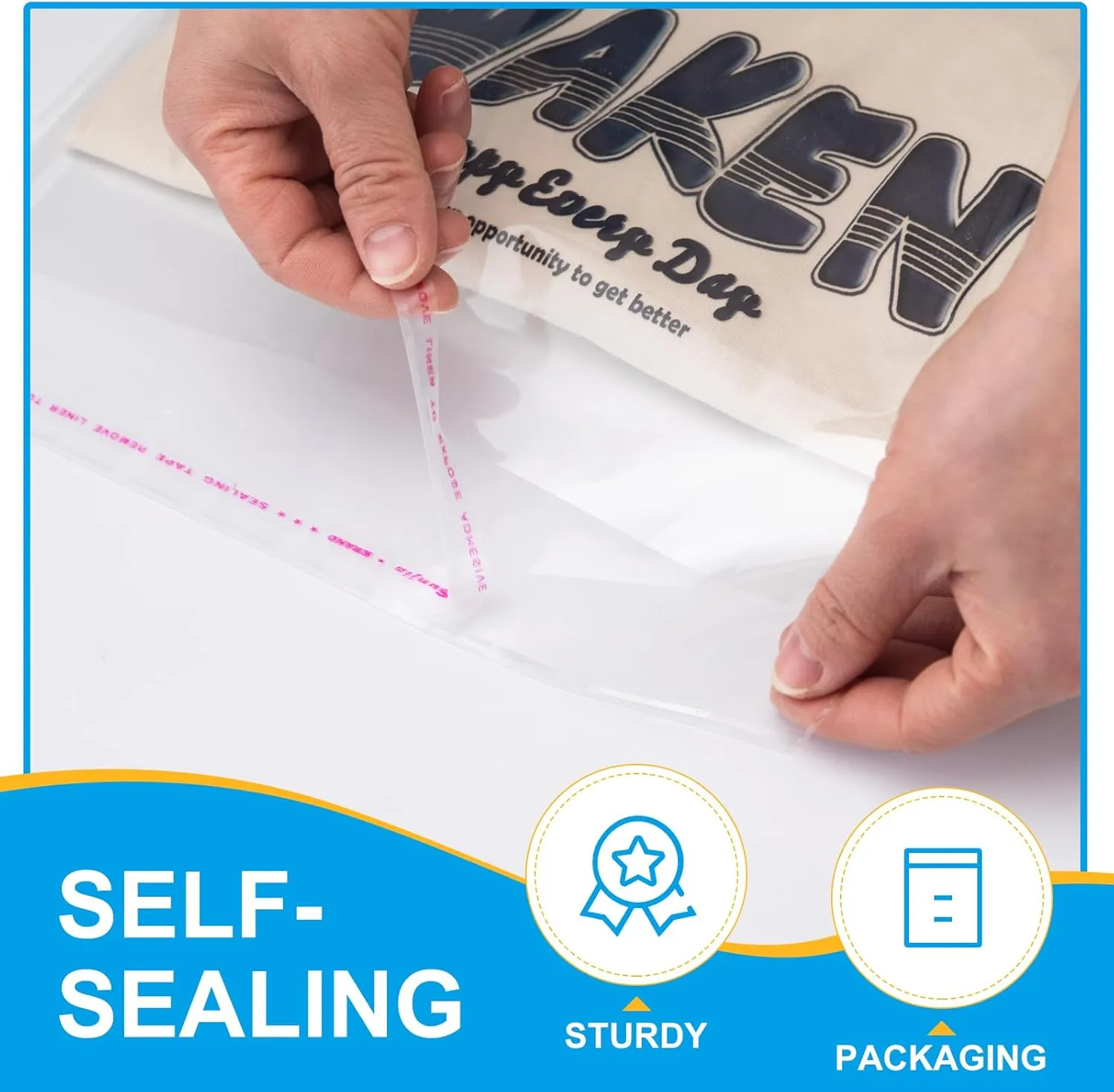120 Count 12" X 15" Clear Cellophane Bags, Cello Poly Bags, Clear Bags for Clothes Packaging, T Shirts - Self Seal & Reinforced
