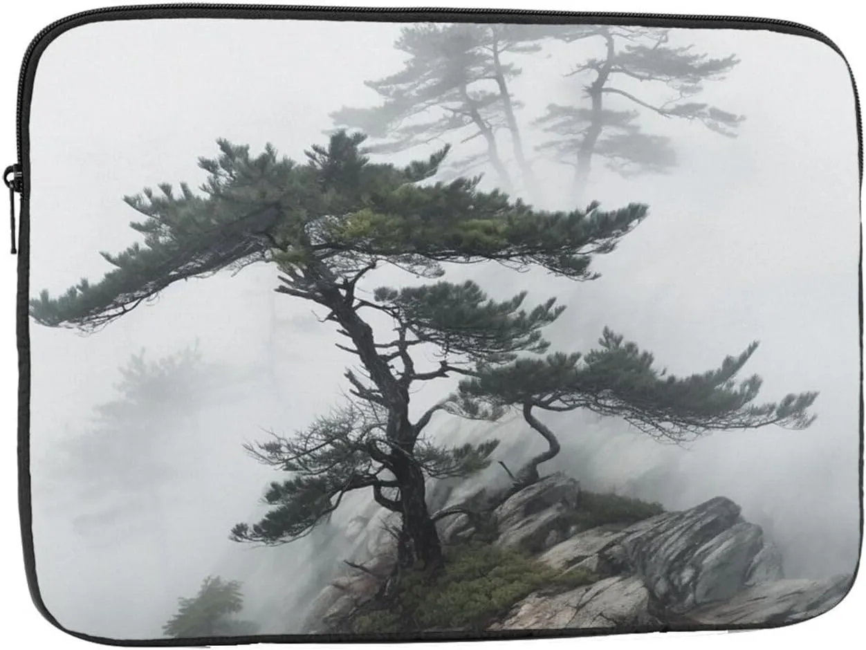 13 Inch Laptop Sleeve Bag Waterproof Shockproof Laptop Case Bag Foggy Mountain Pine Tree Computer Skin Bags Lightweight Tablet Carrying Case