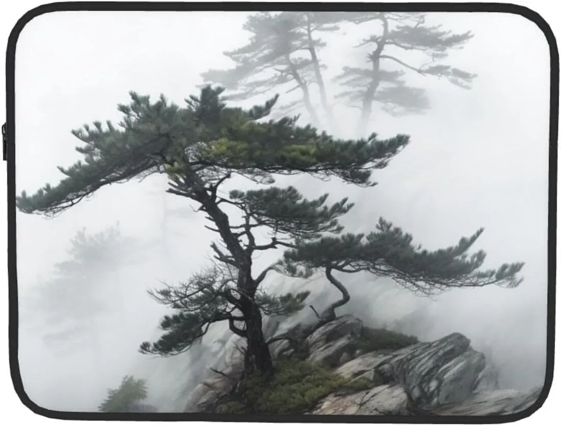 13 Inch Laptop Sleeve Bag Waterproof Shockproof Laptop Case Bag Foggy Mountain Pine Tree Computer Skin Bags Lightweight Tablet Carrying Case