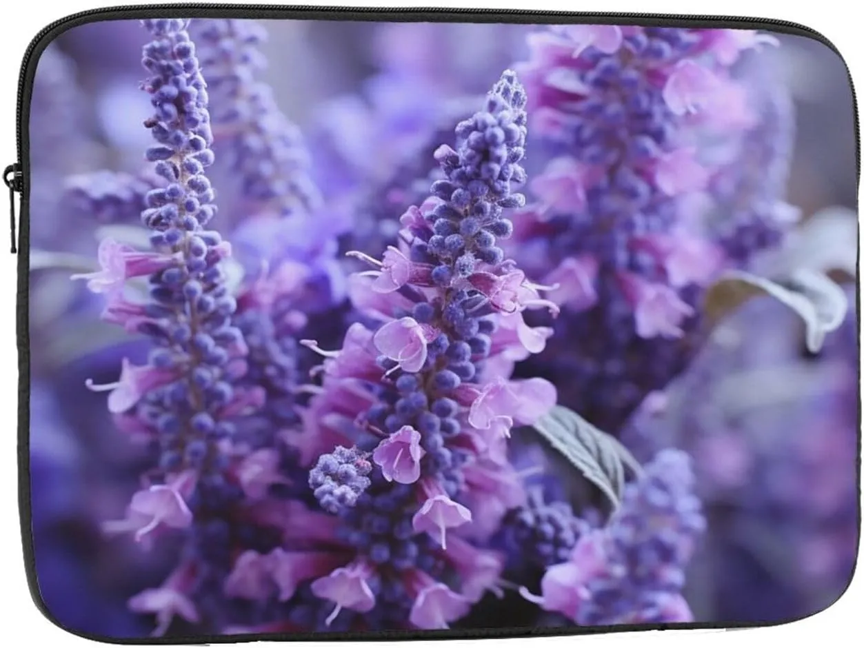 13 Inch Laptop Sleeve Bag Waterproof Shockproof Laptop Case Bag Purple Lavender Colored Flowers Computer Skin Bags Lightweight Tablet Carrying Case