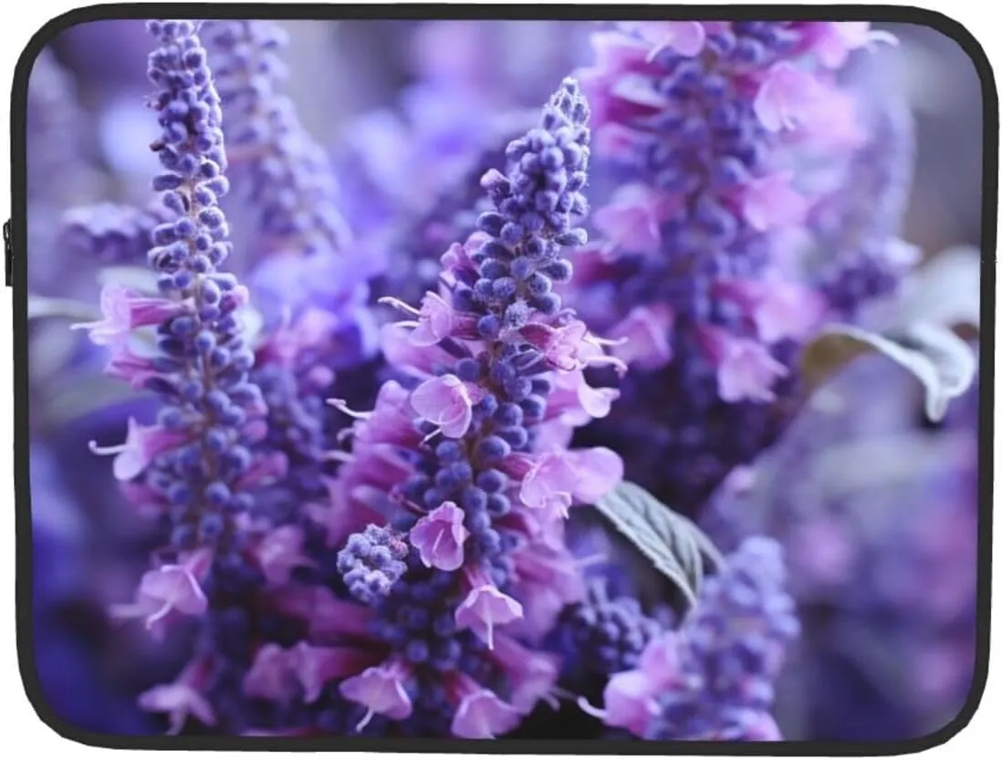 13 Inch Laptop Sleeve Bag Waterproof Shockproof Laptop Case Bag Purple Lavender Colored Flowers Computer Skin Bags Lightweight Tablet Carrying Case