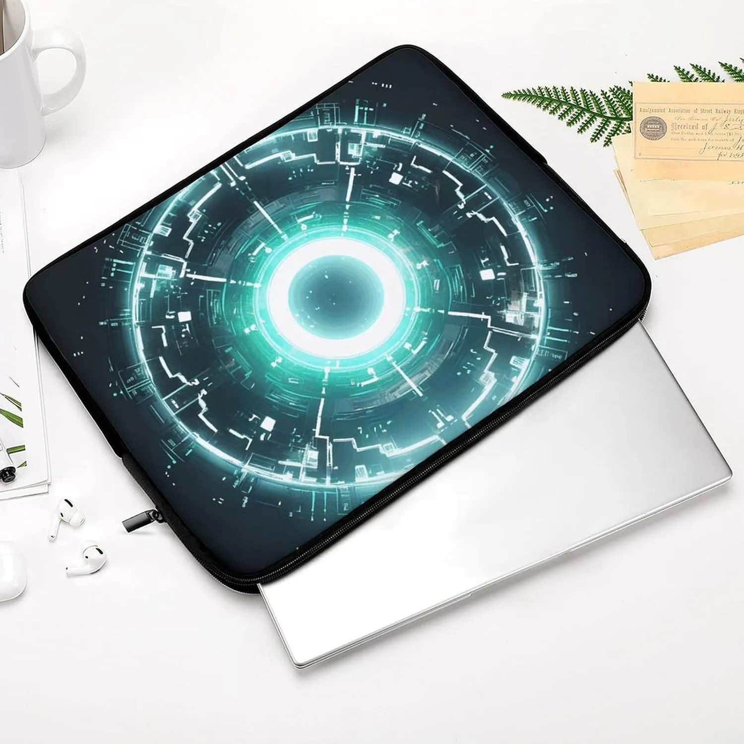 13inch Laptop Sleeve Bag Dark Atmosphere Circle Laptop Bag Shockproof Computer Carrying Cover Slim Briefcase Handbag