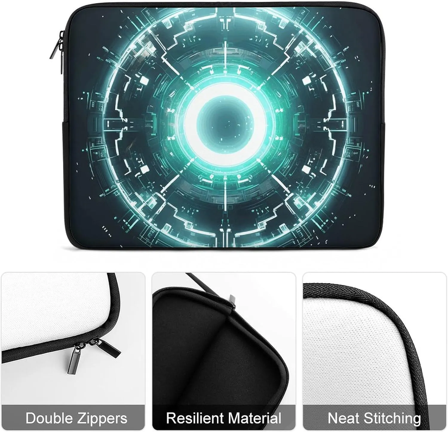 13inch Laptop Sleeve Bag Dark Atmosphere Circle Laptop Bag Shockproof Computer Carrying Cover Slim Briefcase Handbag