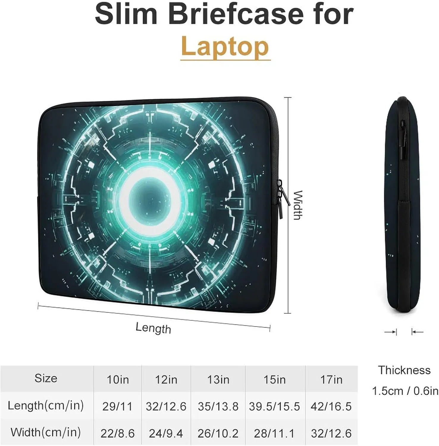 13inch Laptop Sleeve Bag Dark Atmosphere Circle Laptop Bag Shockproof Computer Carrying Cover Slim Briefcase Handbag