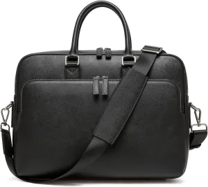 15.35 Inch Full Grain Leather briefcases Laptopfor Mens Travel Case Messenger Bags Black Work Bags Business for Men Best Office Satchel Bag