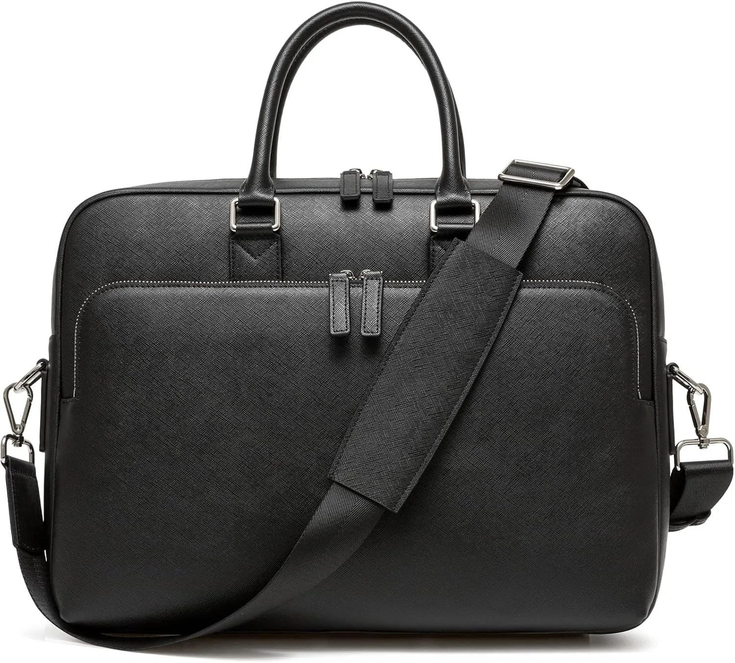 15.35 Inch Full Grain Leather briefcases Laptopfor Mens Travel Case Messenger Bags Black Work Bags Business for Men Best Office Satchel Bag
