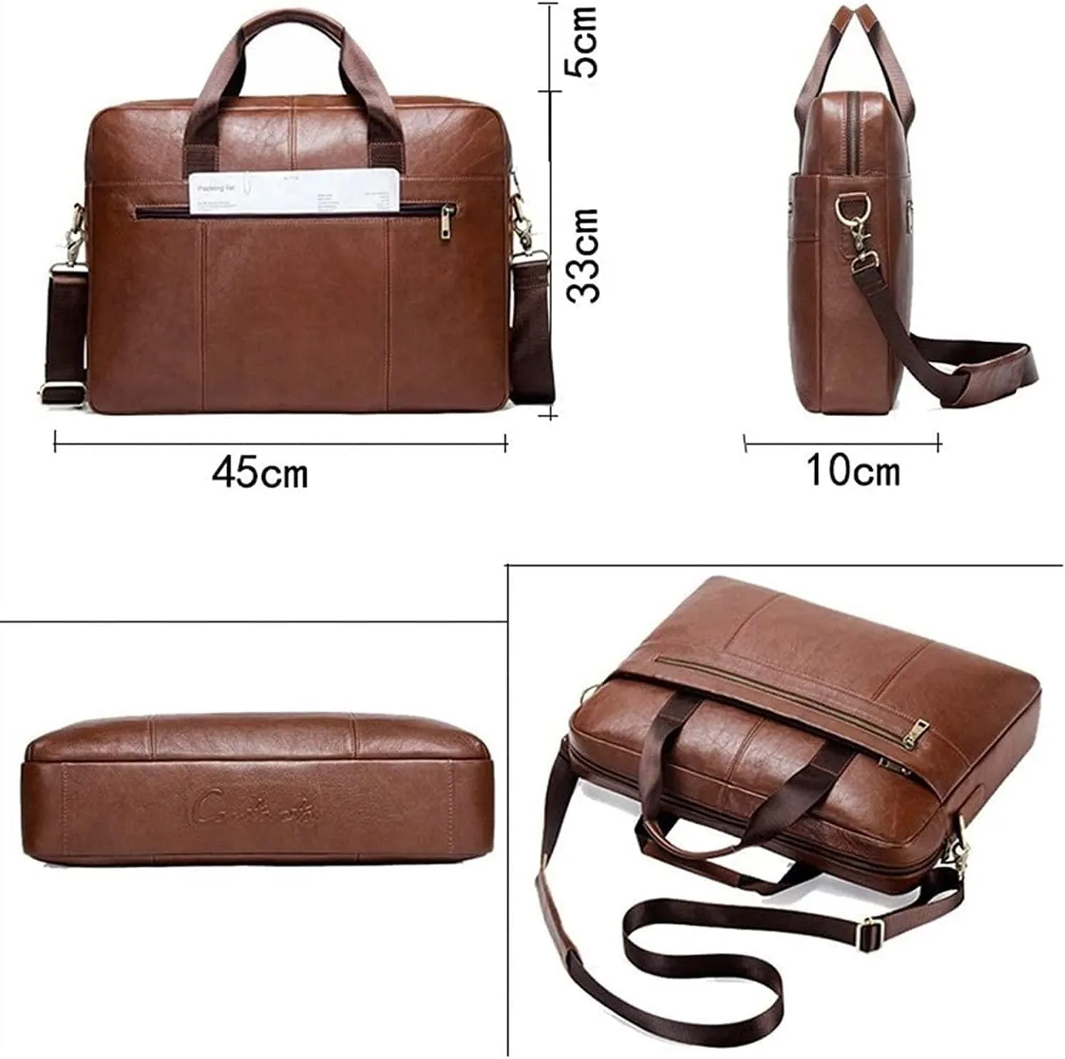 15.6-Inch Laptop Bag,Leather Laptop Briefcase for Men,Waterproof Travel Messenger Duffle Bags
