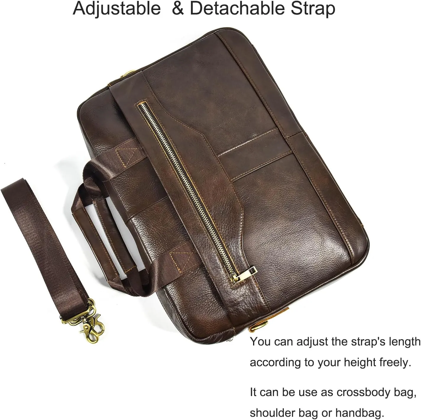 15.6inch Leather Briefcases Laptop Messenger Bags Business Satchel Office Travel Computer Handbag for Men