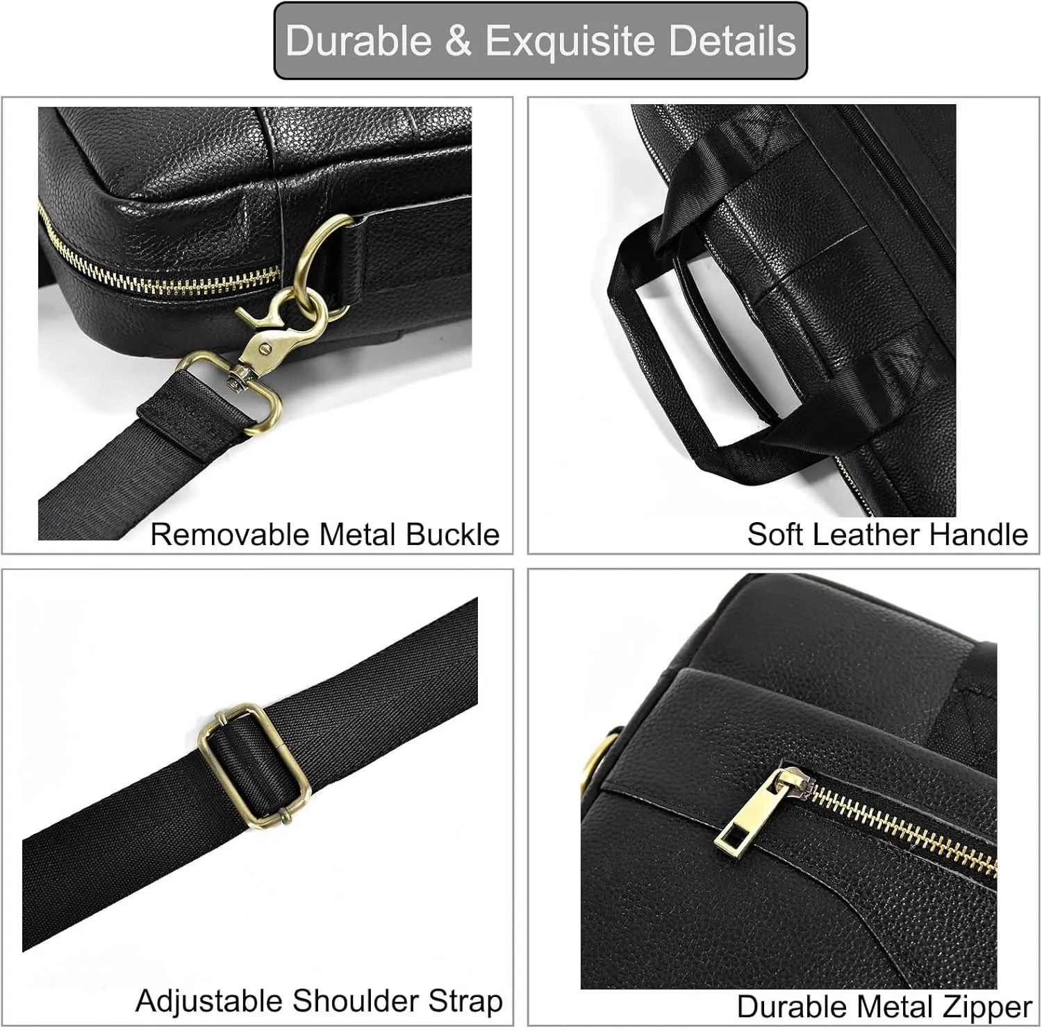 15.6inch Leather Briefcases Laptop Messenger Bags Business Satchel Office Travel Computer Handbag for Men