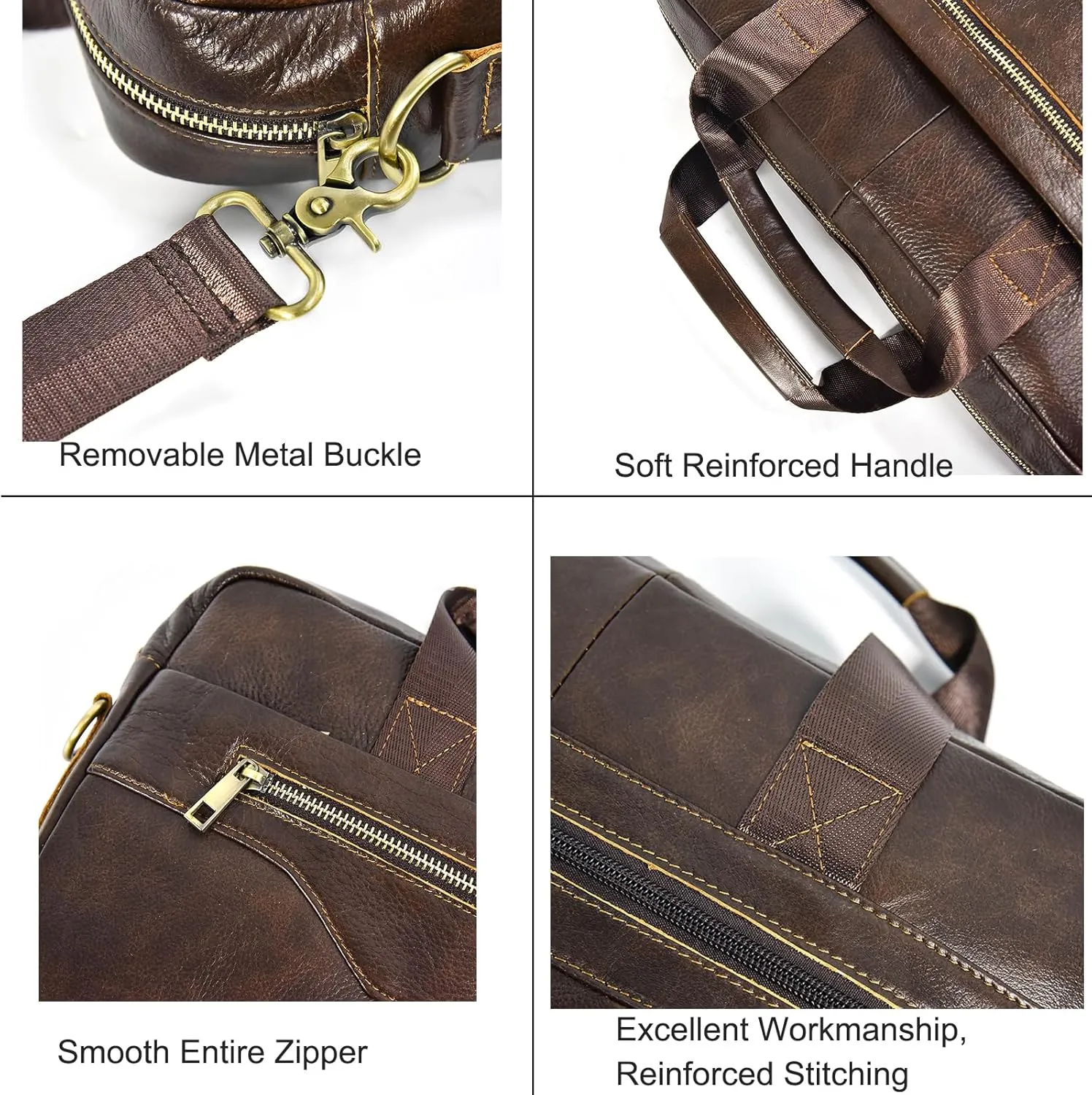 15.6inch Leather Briefcases Laptop Messenger Bags Business Satchel Office Travel Computer Handbag for Men
